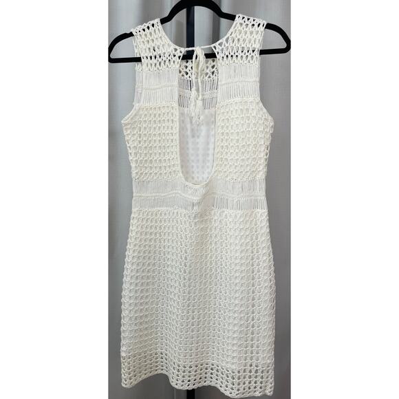 Line and Dot Karolina Crochet Knit Dress Ivory Sz. Med NWT Fully Lined Open Back - Picture 6 of 10